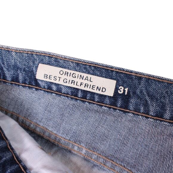 GAP 1969 Girlfriend Jeans in Dip Dye Ivory & Blue Size 31 - Picture 8 of 10